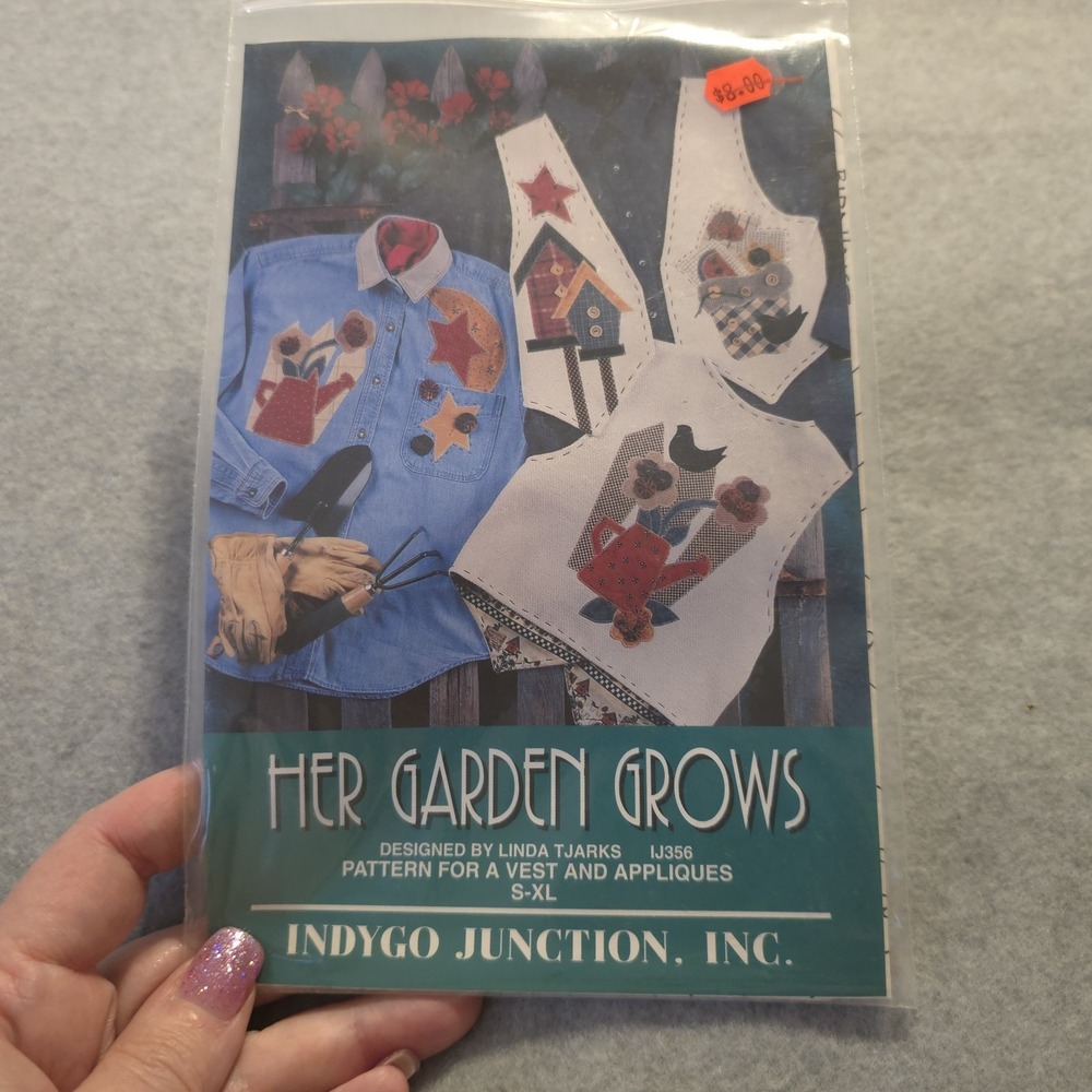 Indygo Junction IJ356 Her Garden Grows Vest Applique Pattern S-XL Uncut